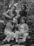 Writer Ogden Nash with His Wife and Daughters and their Pet Terrier