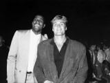 Actor Dolph Lundgren with Basketball Player Magic Johnson at Tyson/Spinks Pre-Fight Party