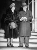 General Dwight D. Eisenhower Standing on Steps with His Wife Mamie