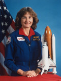 Mission Specialist Astronaut Linda Godwin in Flightsuit at Johnson Space Center