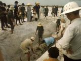 Workers Unearth Mass Grave Containing Victims of a Vietcong Massacre from the Tet Offensive