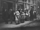 Italian Immigrants Walking Down a Narrow Sidewalk Near the Fulton Ferry