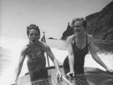 Betty Brooks and Patti McCarty Motor Boating at Catalina Island