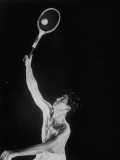 High-Speed Photograph of Tennis Pro Bobby Riggs Hitting a Ball
