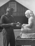 Artist Donald Hord Working on Sculpture