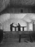 Nun Assisting Carpenter in Building New Altar in Priory