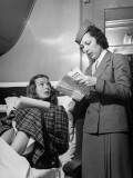 Stewardess Helping Peggy Winton on Her College Vacation