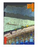 O-Hashi (Big Bridge) at Atake in Summer Shower Giclee Print