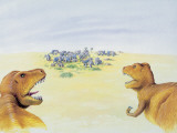 Close-Up of Two Albertosaurus Dinosaurs (Albertosaurus Sarcophagus)