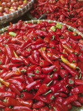 Red Chilli Peppers at a Market Stall