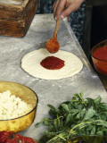 High Angle View of a Person Making Pizza