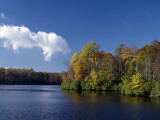 View of Price Lake from Blue Ridge Parkway, Autumn, Virginia, Usa