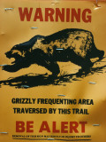 Grizzly Bear Warning Sign, Yellowstone Np, Usa
