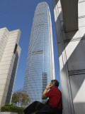 China, Hong Kong, Man Talk on Cellular Phone under Ifc2