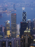 China, Hong Kong, Night View of Skyline Including Bank of America