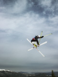 Skier Doing Freestyle Jump in Air Photographic Print