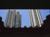 China, Hong Kong, Traditional Kejia People's House with Modern High Rise