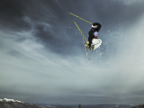 Skier Doing Freestyle Jump in Air Photographic Print