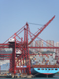 China, Hong Kong, Busy Harbor with Ships and Containers
