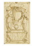 A Tomb in Which Two Naked Children Support a Shield