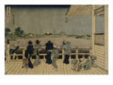 Characters Contemplating the Mount Fuji of a Terrace Giclee Print