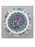 Large Dish with a Bouquet of Tulips, Roses and Palms