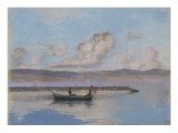 Buy Marine: Boat Green in the Foreground with Two Figures at AllPosters.com