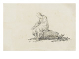 Buy Man Dressed in Ancient Writing, Sitting on a Stone at AllPosters.com