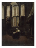 Buy Indoor Scene. a Woman Sitting Reading to a Young Boy at AllPosters.com