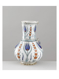 Pitcher with Blue Tulips and Flowering Branches Red