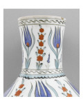 Pitcher with Blue Tulips and Flowering Branches Red