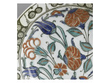 Plate with Flowering Stems and Foliage Green and Blue