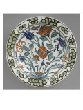 Plate with Flowering Stems and Foliage Green and Blue
