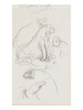 Buy Sketchbook: Two Lions Sitting, Hand Holding an Object at AllPosters.com