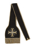 Stole Black Velvet Embroidered with Gold and Silver