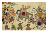 Shah Jahan Mounted on an Elephant with His Retinue