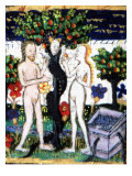 Manuscript of the Hours of Rohan-Montauban, Scene from Genesis: Adam and Eve Biting the Apple