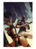 X-Men: Die By The Sword #5 Cover: Psylocke and Captain Britain Swinging