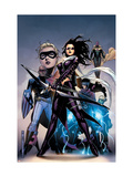 Young Avengers #10 Cover: Bishop, Kate, Patriot, Wiccan, Stature, Vision and Hulkling Stretching