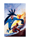 Marvel Double-Shot #3 Cover: Mr. Fantastic, Invisible Woman, Human Torch and Thing Swimming