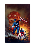 Captain America #8 Cover: Captain America, Bucky and Red Skull Swimming