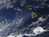 Satellite View of Volcanic Fog from Kilauea Volcano Swirling around the Hawaiian Islands