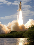 Space Shuttle Atlantis Lifts Off from its Launch Pad at Kennedy Space Center, Florida
