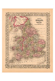 Buy County Map of England and Wales, c.1867 at AllPosters.com