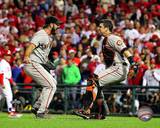 Buster Posey & Brian Wilson Celebrate winning the 2010 NLCS