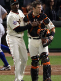 Texas Rangers v San Francisco Giants, Game 2: Guillermo Mota, Buster Posey