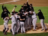 Texas Rangers v. San Francisco Giants, Game 5:  San Francisco Giants celebrate their 3-1 victory