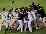 Texas Rangers v. San Francisco Giants, Game 5:  San Francisco Giants celebrate their 3-1 victory