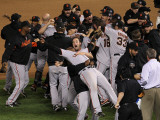 Texas Rangers v. San Francisco Giants, Game 5:  San Francisco Giants celebrate their 3-1 victory
