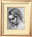 Face of a Woman with Ruffled Hair, Looking Down